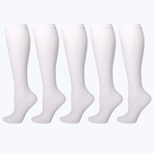 Pack de 5 Pares de Medias de Compresión Blancas