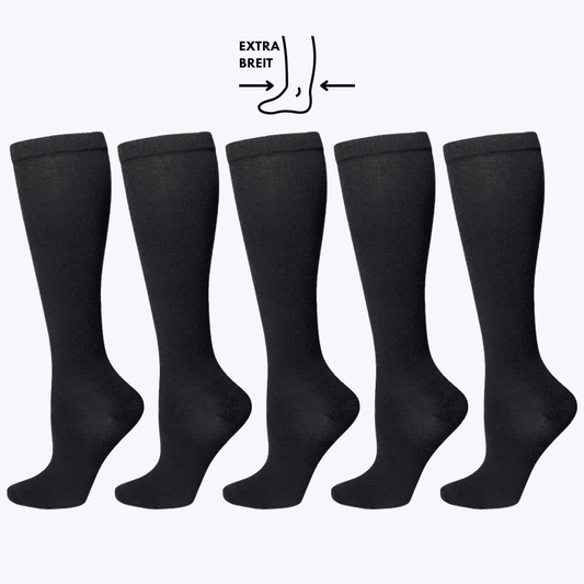 Pack de 5 Pares de Medias de Compresión Negras Extra Anchas